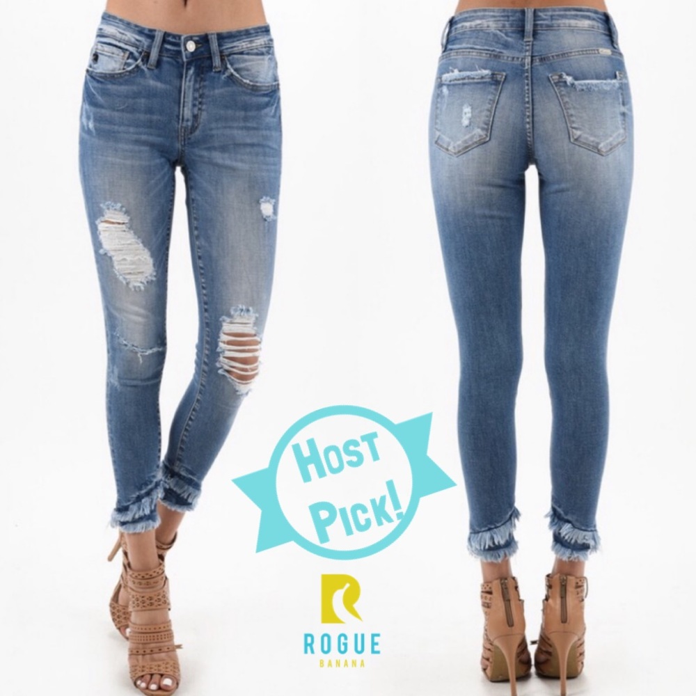 HP!🆕Distressed Frayed Fringe Ankle Skinny Jeans🆕